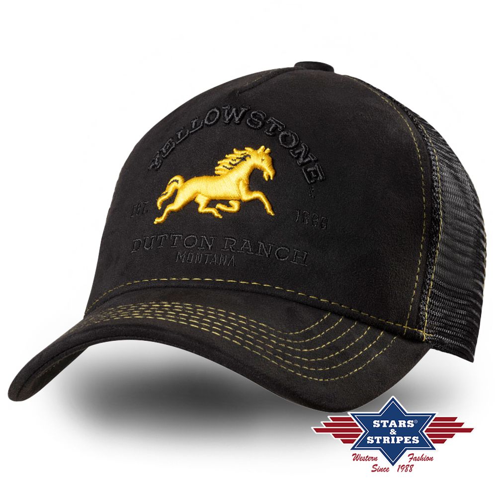 Western Mesh Basecap in Lederoptik - Yellowstone Collection - Golden Horse