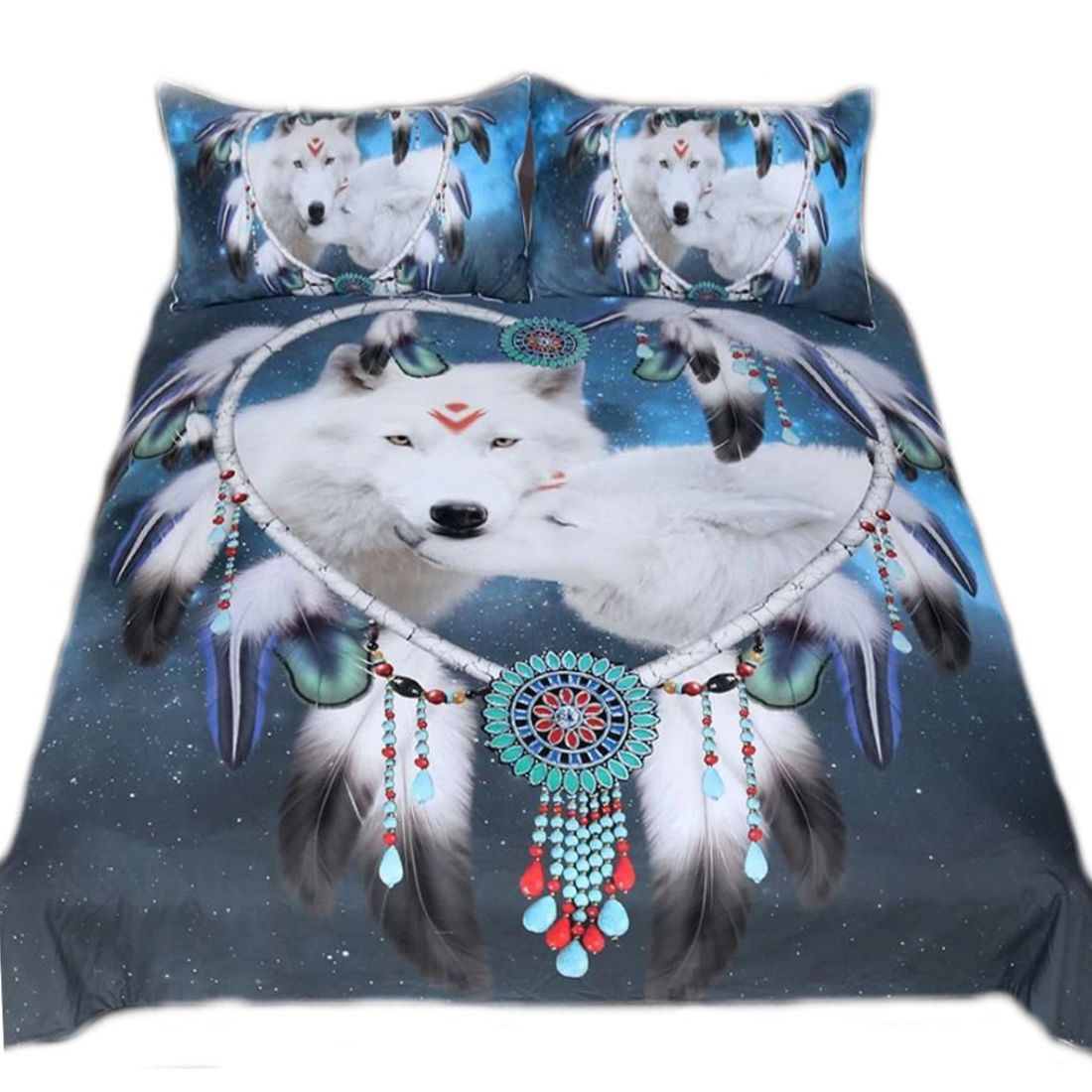 Premium Bettwäsche-Set - Spirit Dreams - Dreamcatcher Wolves