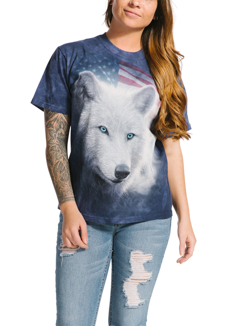 Reduziert - The Mountain T-Shirt - Patriotic White Wolf, Größe M