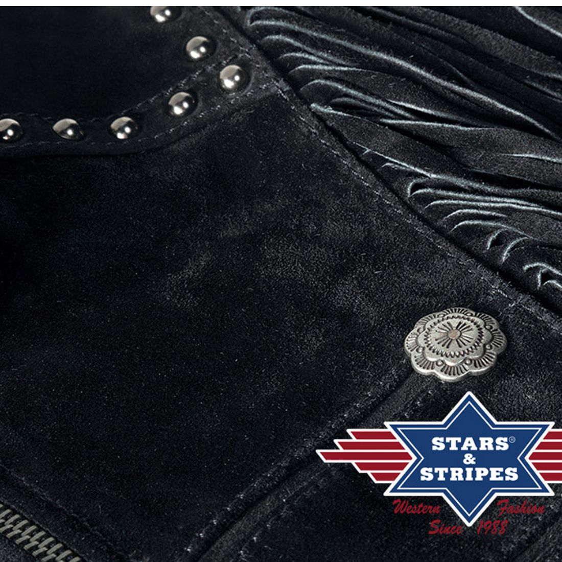 Reduziert - Damen-Lederjacke von Stars & Stripes - Brianna, Schwarz, Größe L