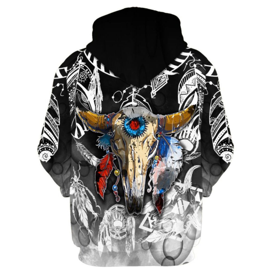 Premium Indianer-Hoodie / Kapuzenshirt mit Reißverschluss - Buffalo Warrior