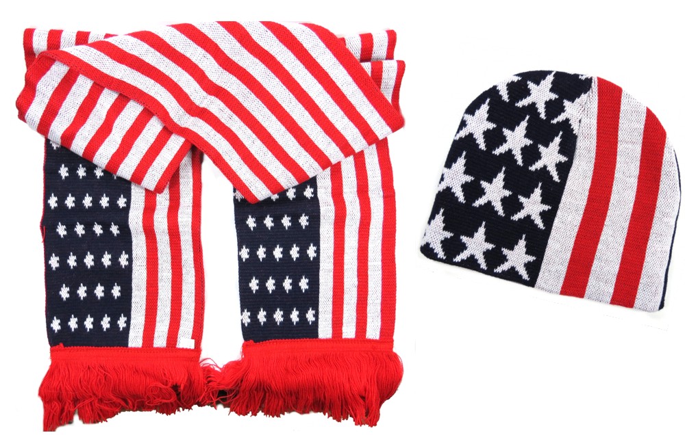 Set: Mütze und Schal - USA Flagge