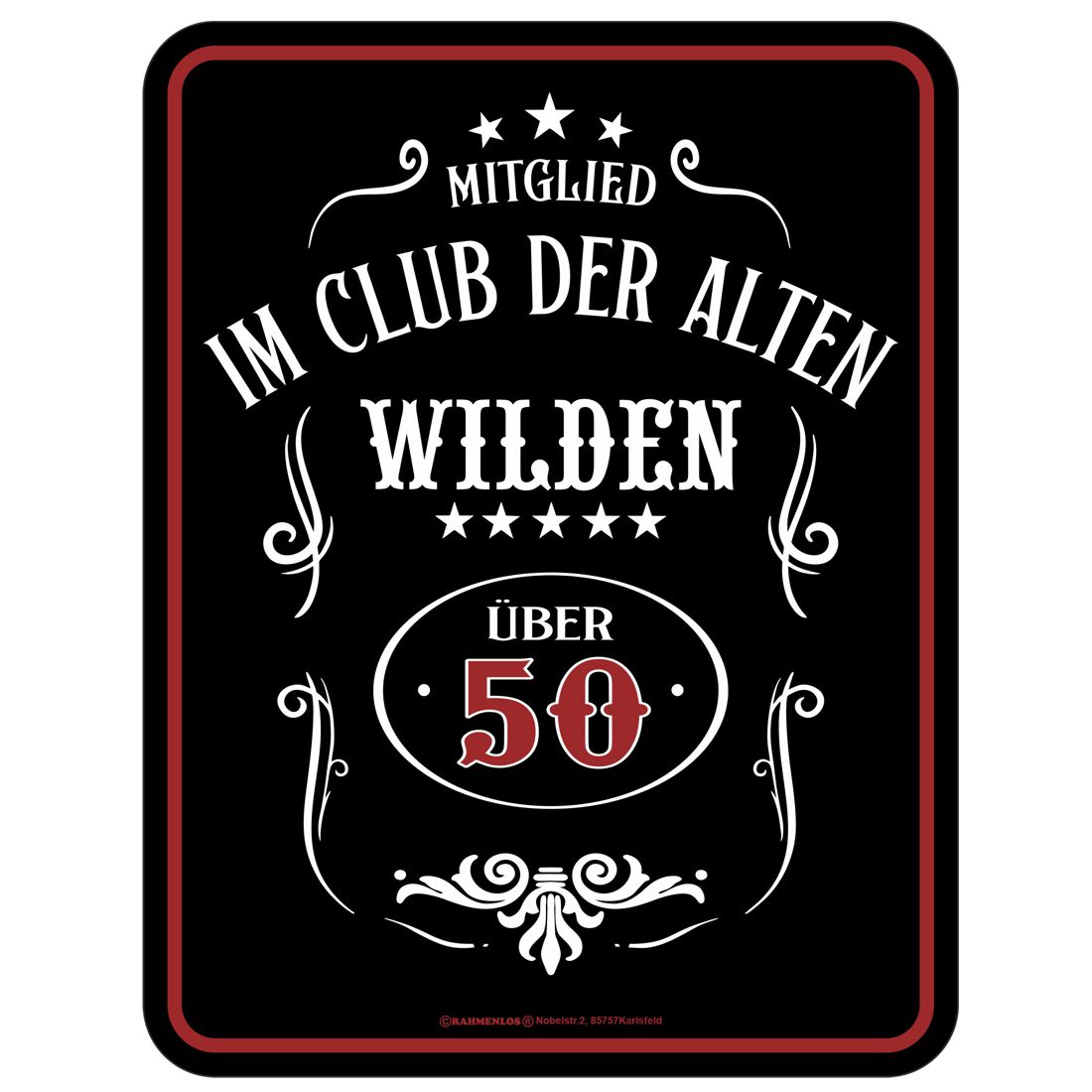 Blechschild - 50. Geburtstag - Willkommen im Club der alten Wilden