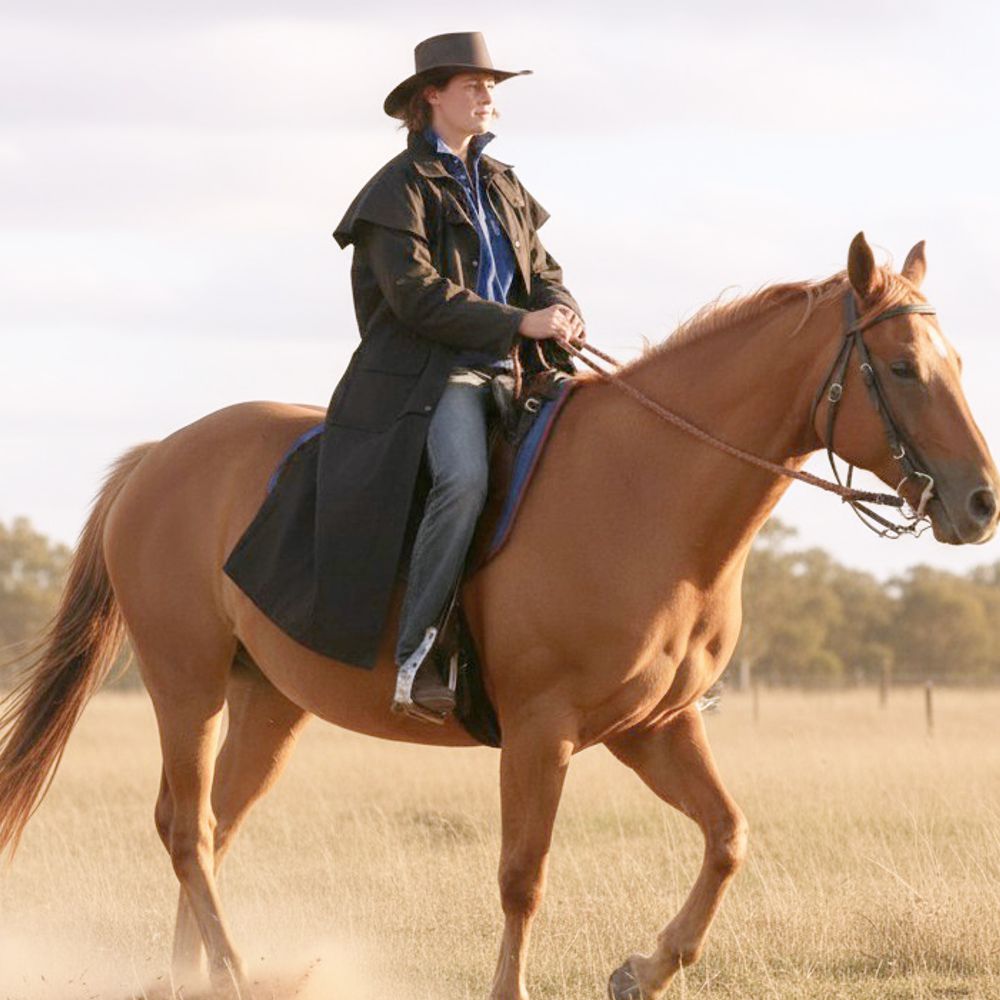 Scippis Oilskin Mantel für Damen und Herren - Riding The West, Braun