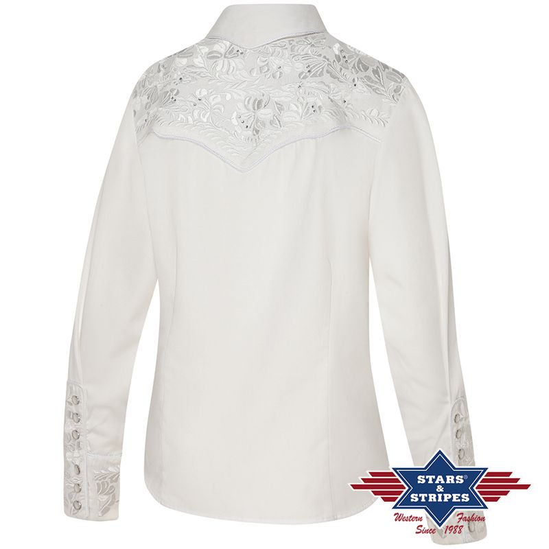 Westernbluse  Hailey, Weiß, bestickt