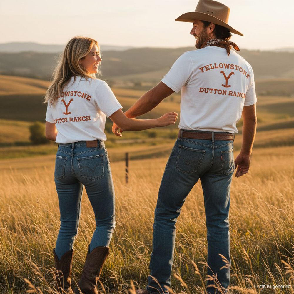 Western Unisex T-Shirt - Yellowstone Collection - Dutton Ranch Brand, Beige