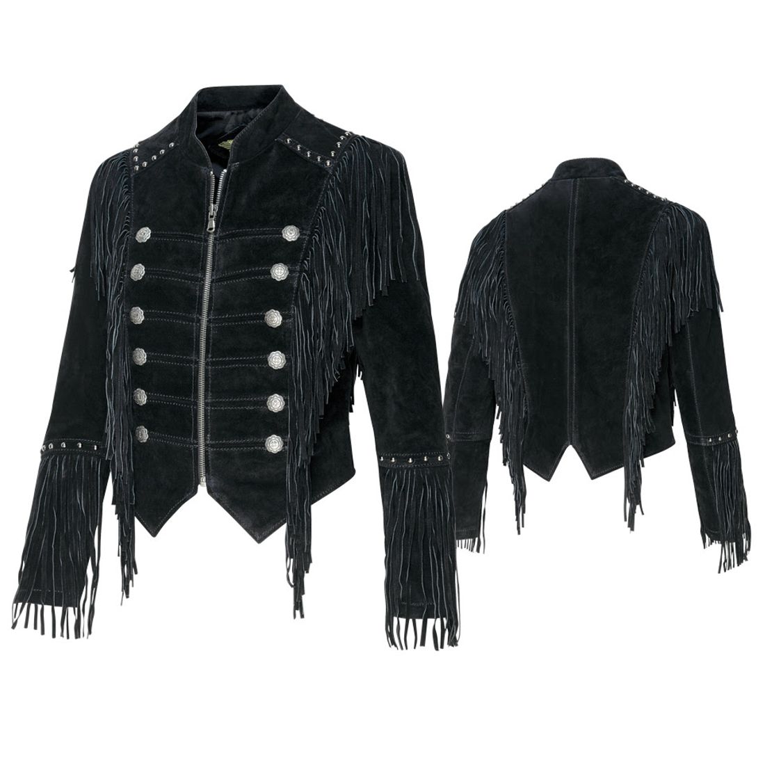 Reduziert - Damen-Lederjacke von Stars & Stripes - Brianna, Schwarz, Größe L