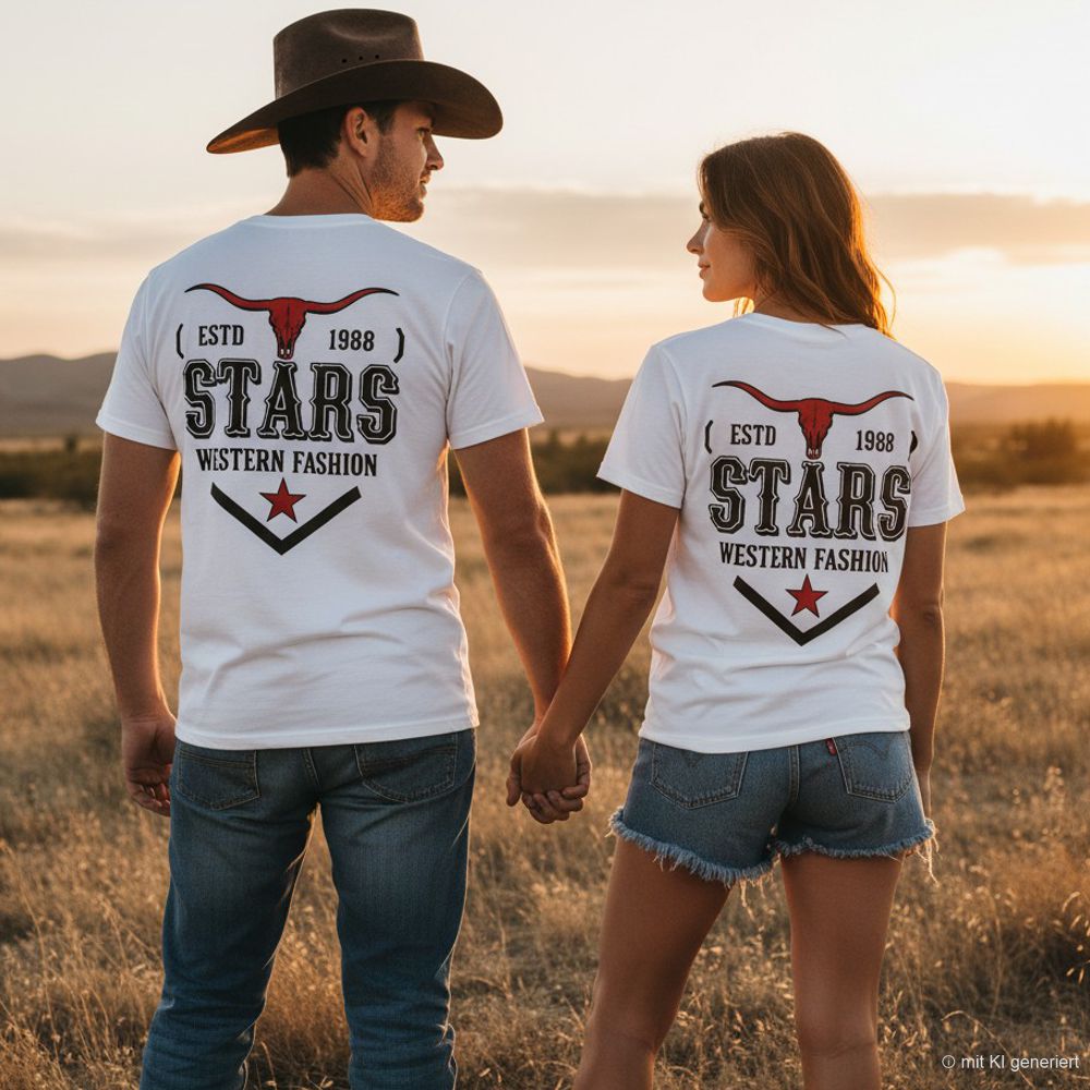 Western Unisex T-Shirt - Stars Longhorn