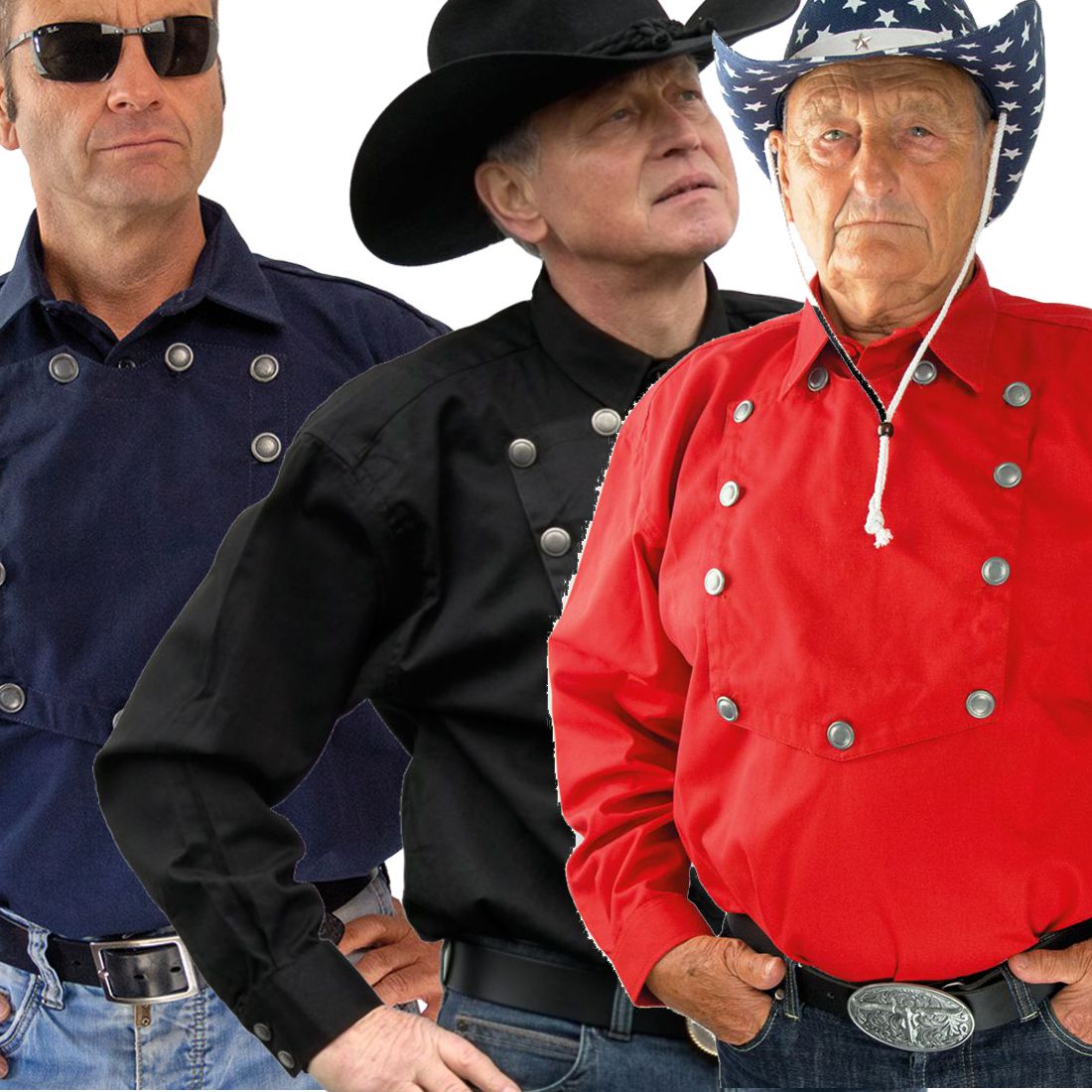 Old Style Westernhemd - John Wayne, Rot