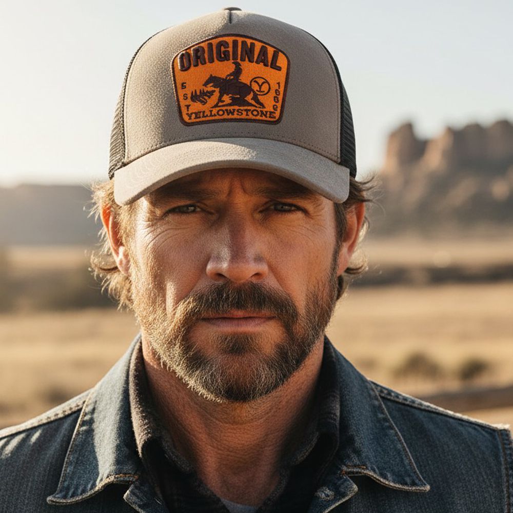 Western Mesh Basecap in Lederoptik - Yellowstone Collection - Original Yellowstone