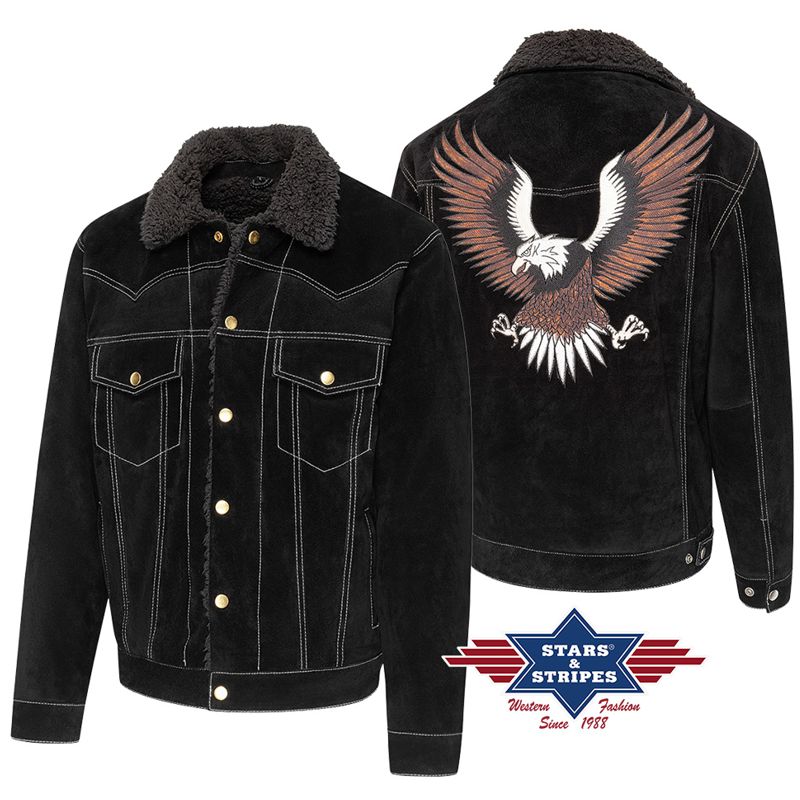 Herren Wildjederjacke bestickt, für Winter. Marke Stars & Stripes