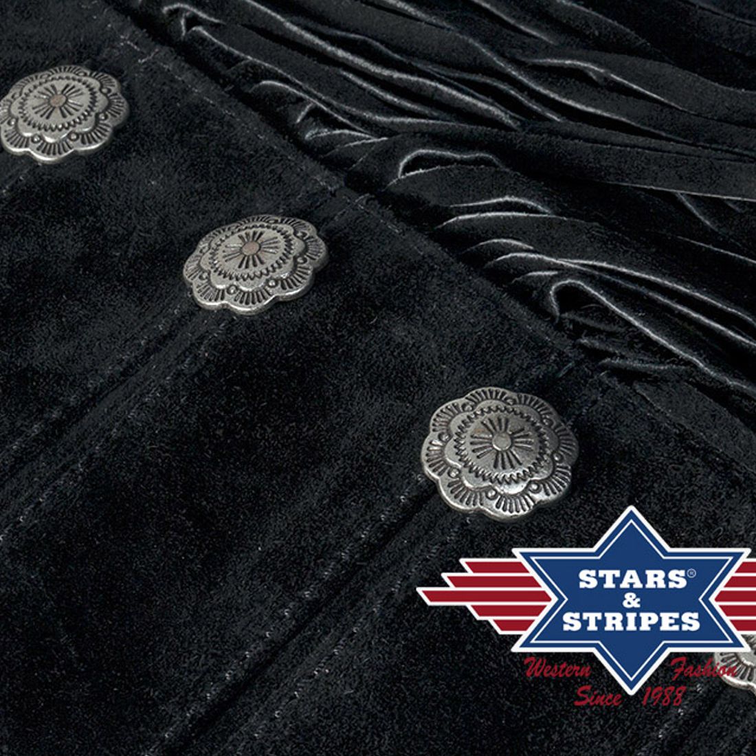 Reduziert - Damen-Lederjacke von Stars & Stripes - Brianna, Schwarz, Größe L