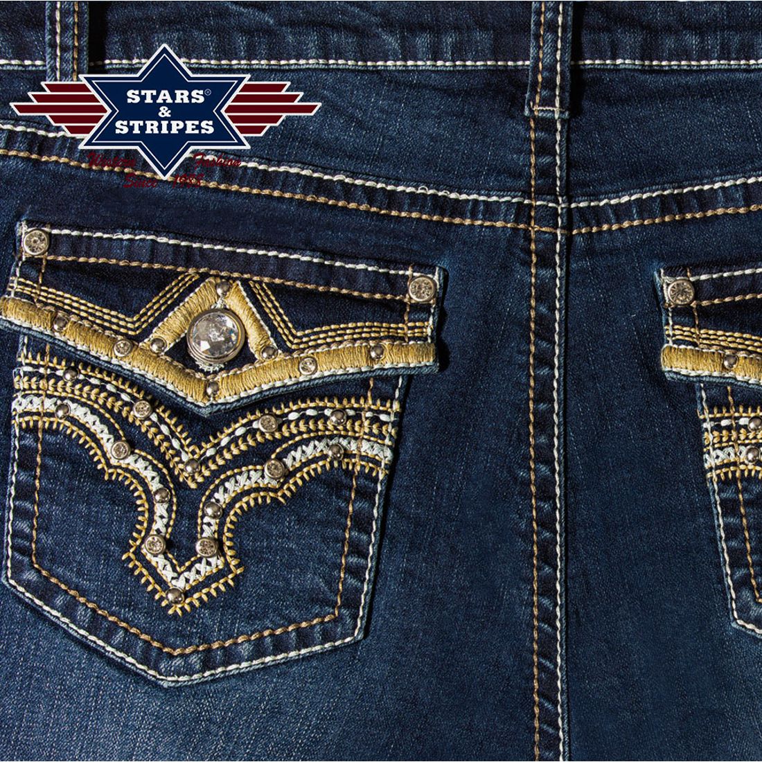 Western Damen-Jeans von Stars & Stripes - Diamond, Beinlänge 33 inch