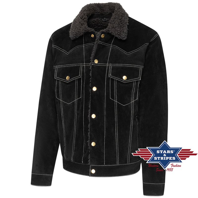 Warme Wildlederjacke, Stars & Stripes