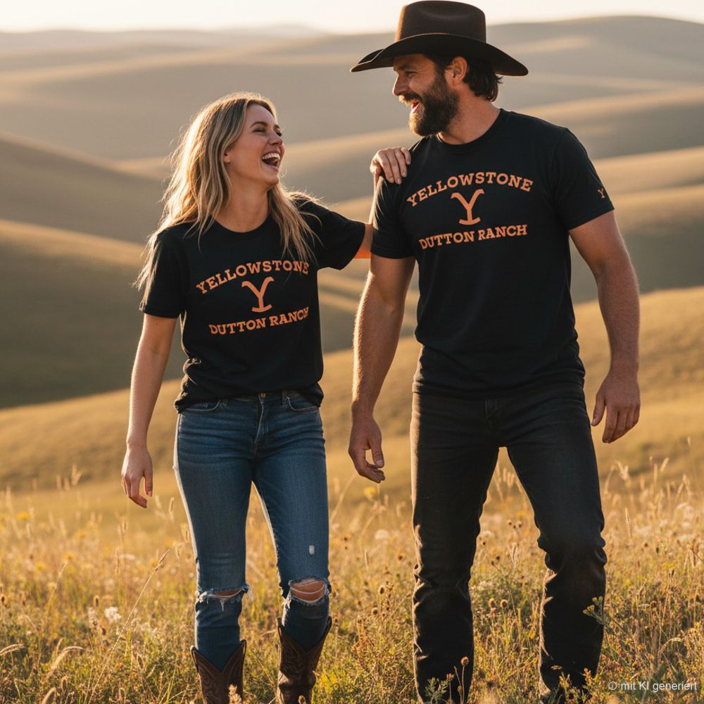 Western Unisex T-Shirt - Yellowstone Collection - Dutton Ranch Brand, Schwarz