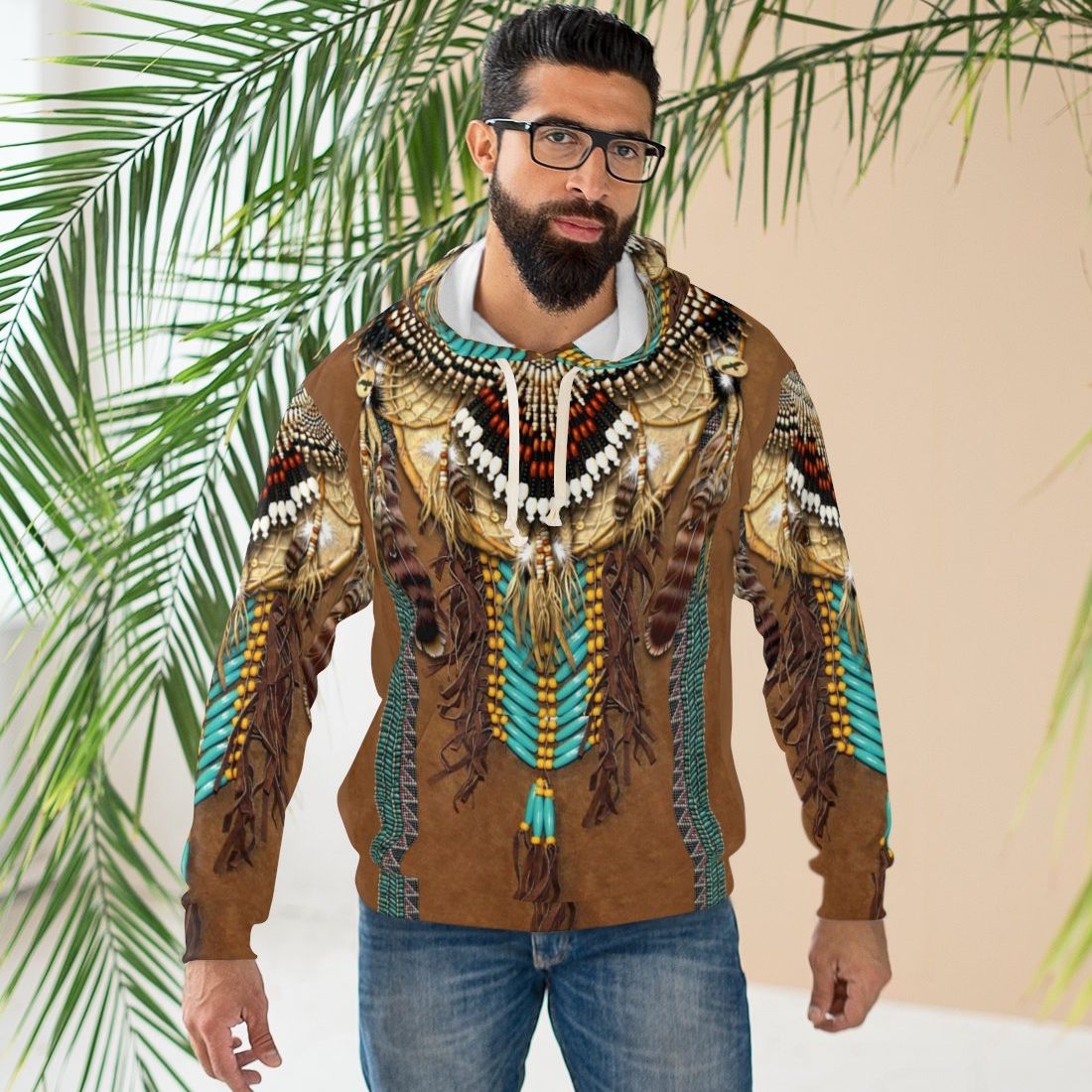 Premium Indianer-Hoodie / Kapuzenshirt - Sioux Warrior