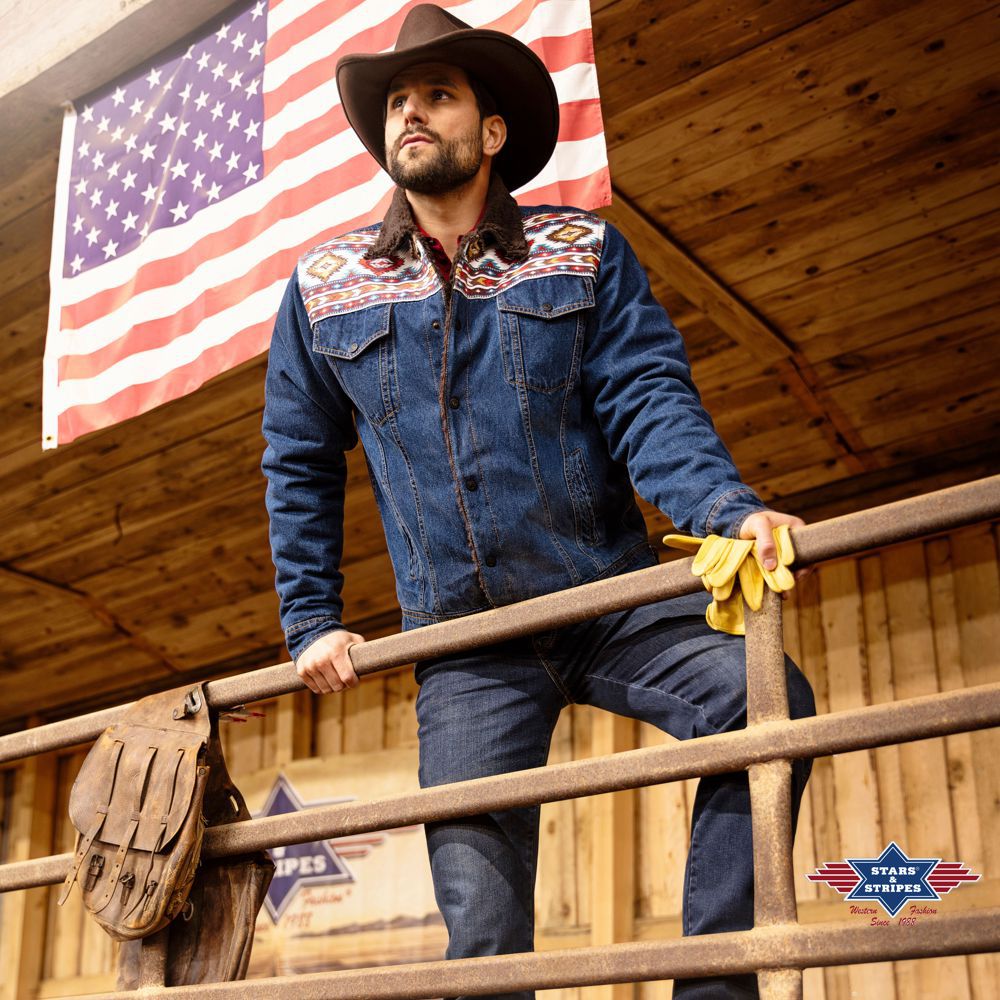 Reduziert - Gefütterte Western Jeans-Jacke - Bullock, Größe L