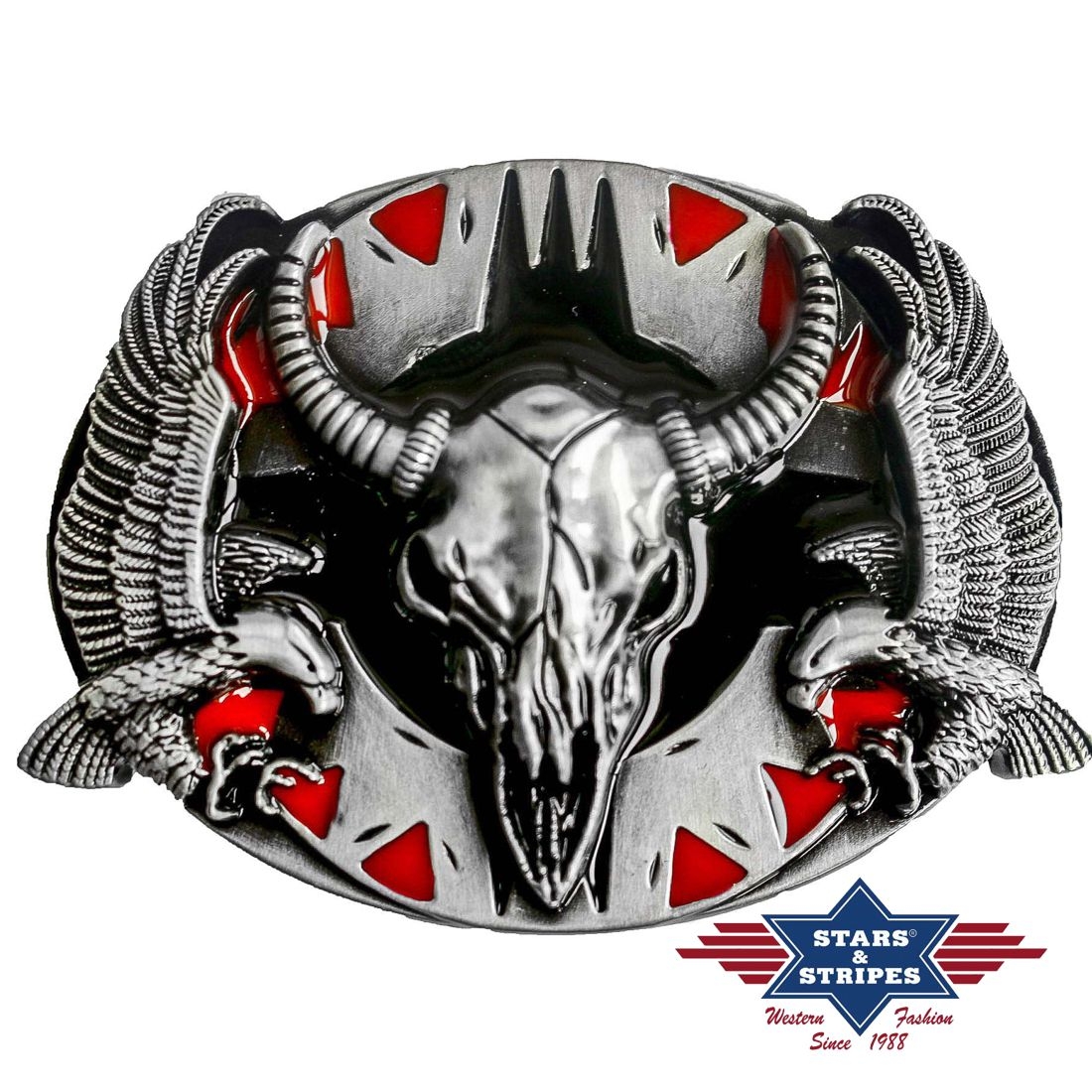Western Gürtelschnalle - Eagles & Totem Skull