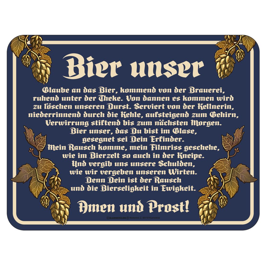 Blechschild - Bier unser
