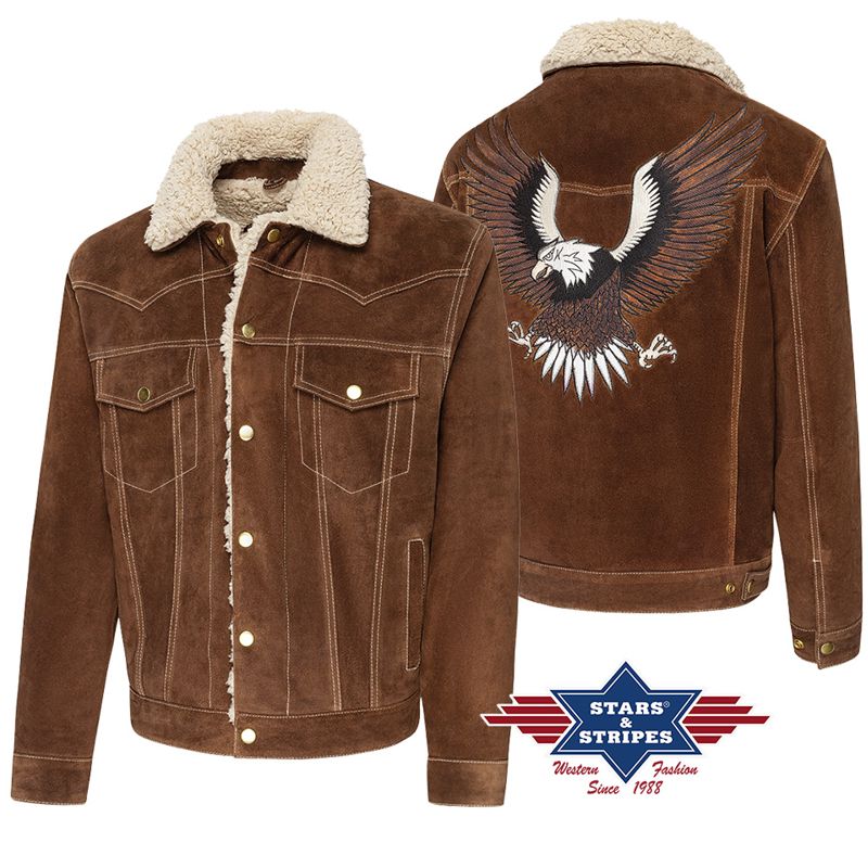 Warm gefütterte Western-Jacke aus Wildleder - Decker, Braun