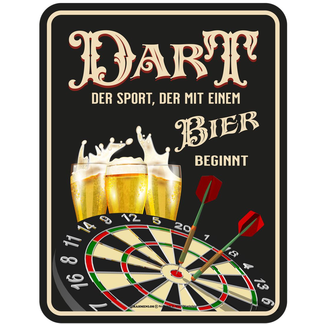 Blechschild - Dart beginnt mit Bier