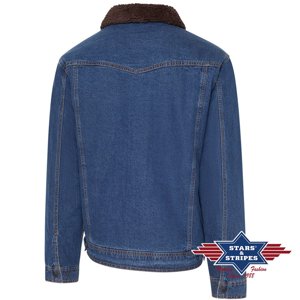 Warm gefütterte Jeans-Jacke im Western-Stil