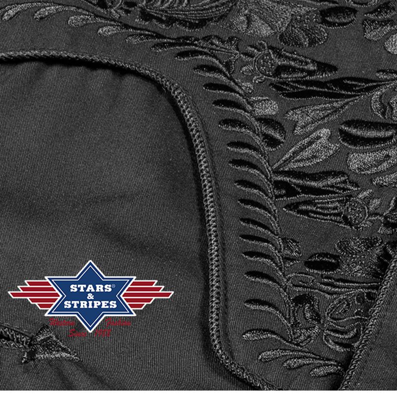 Westernhemd Brody, Schwarz, bestickt