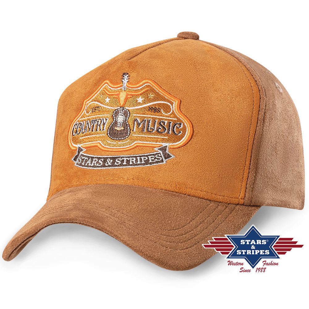 Western Basecap in Lederoptik - Country Music, Braun