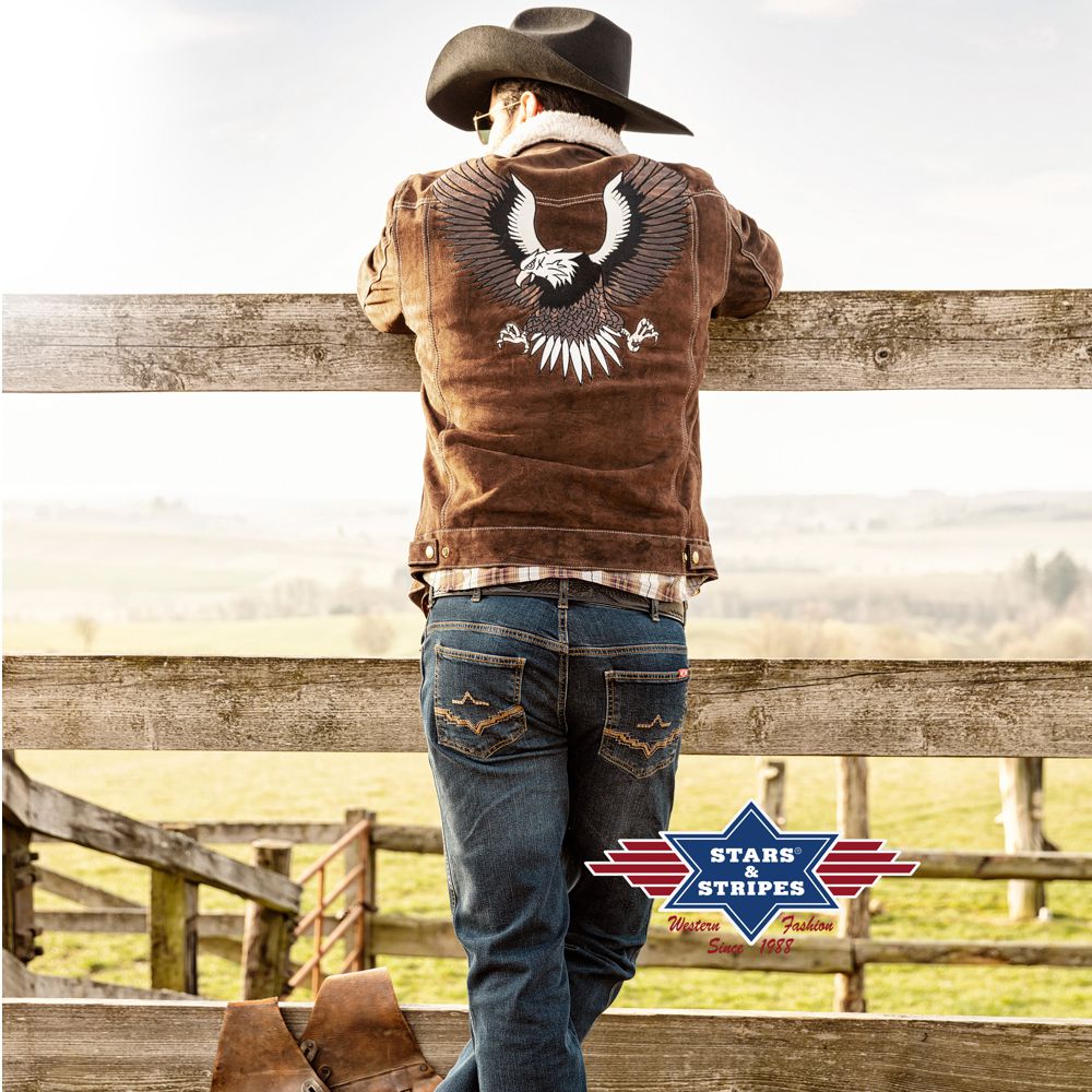Warm gefütterte Western-Jacke aus Wildleder - Decker, Braun
