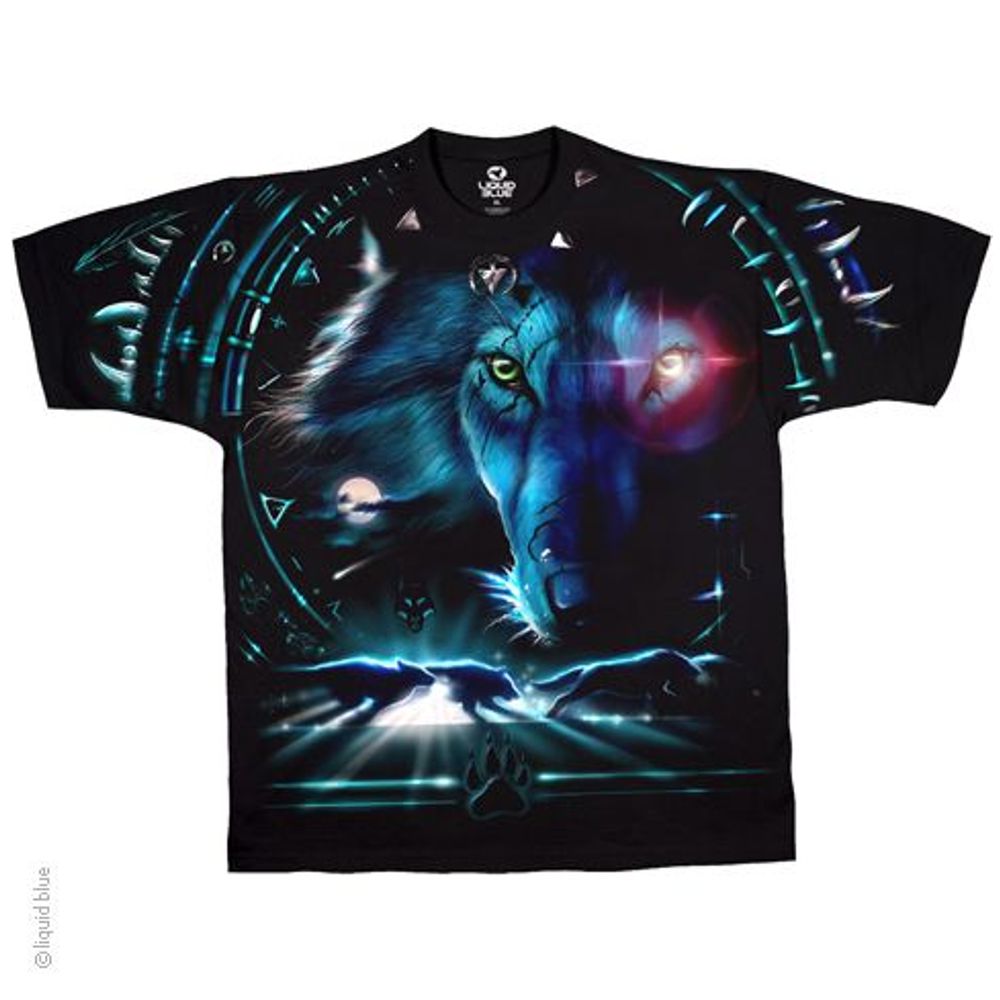 Liquid Blue T-Shirt - Tribal Wolf