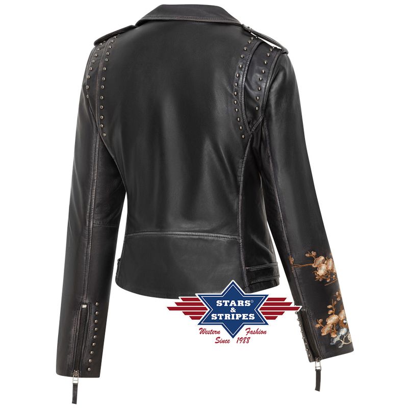 Damen Lederjacke, schwarz, Western-Stil