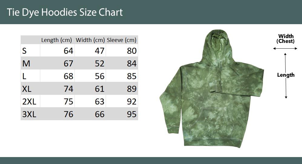 The Coloured House Batik Kapuzen Shirts - Größentabelle